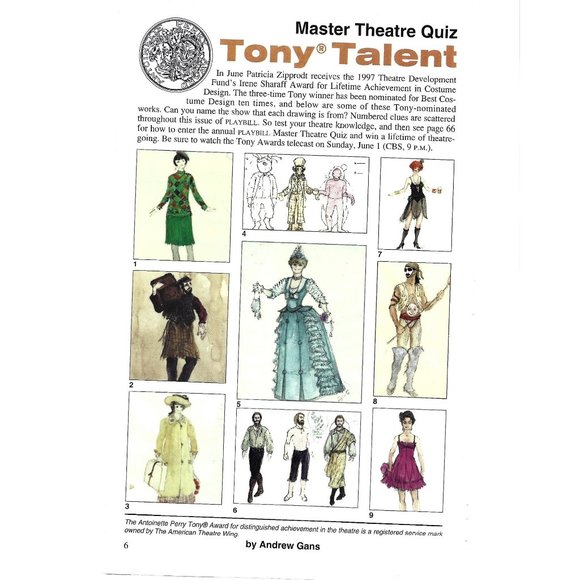 Master Theatre Quiz 1997  Tony Talent 1990s  Vintage Print Ad - Picture 1 of 2
